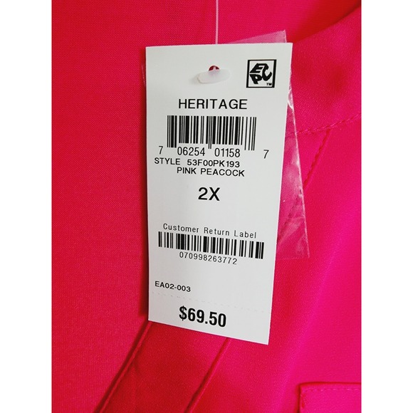 INC 2X International Concepts Women's Heritage Pink Peacock V-Neck Top NWT RV$70 - Picture 4 of 8